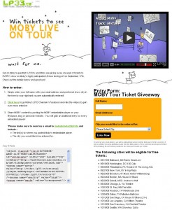 LP33.TV Moby Ticket Giveaway Site