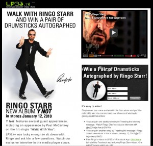 LP33.TV Ringo Starr Giveaway Contest Site