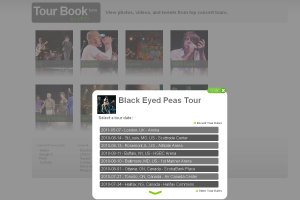 LP33 Tour Book Black Eyed Peas Tour Date Menu